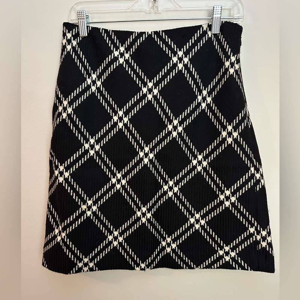 Ann Taylor Vintage Y2K Argyle Skirt Black White Size 6 EUC